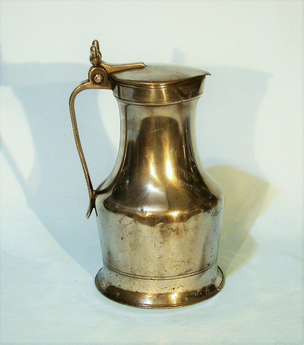 Pewter Wine Pitcher  - Caen, Late 18th Or Early 19th Century-photo-2