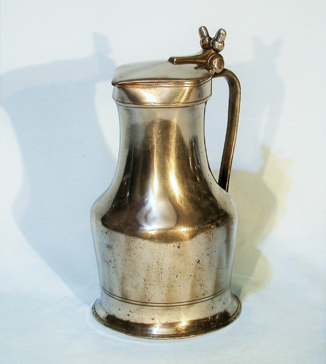 Pewter Wine Pitcher  - Caen, Late 18th Or Early 19th Century-photo-3