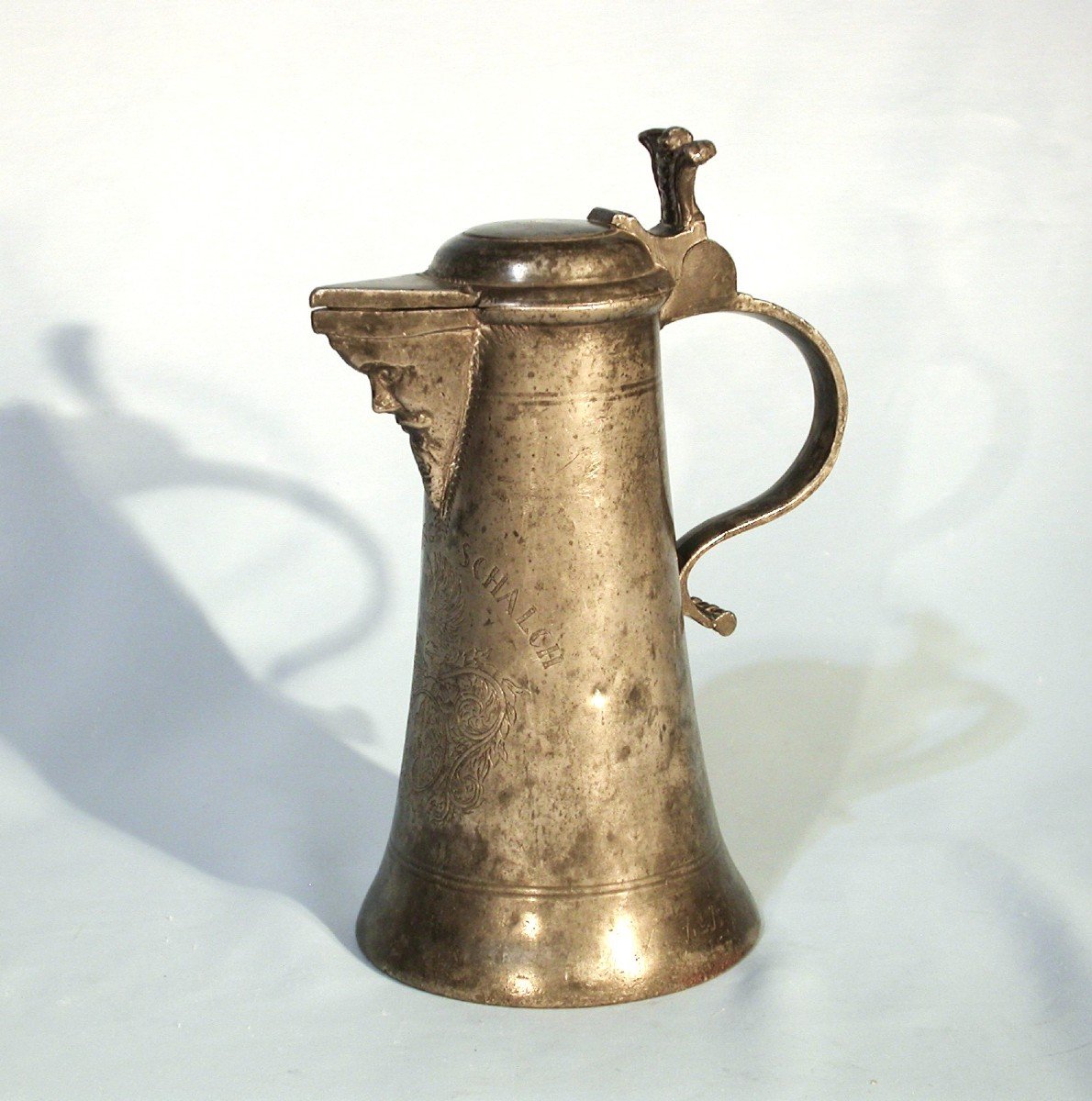 Pewter Armored Pitcher  - Schaffhouse, 17th Century-photo-5