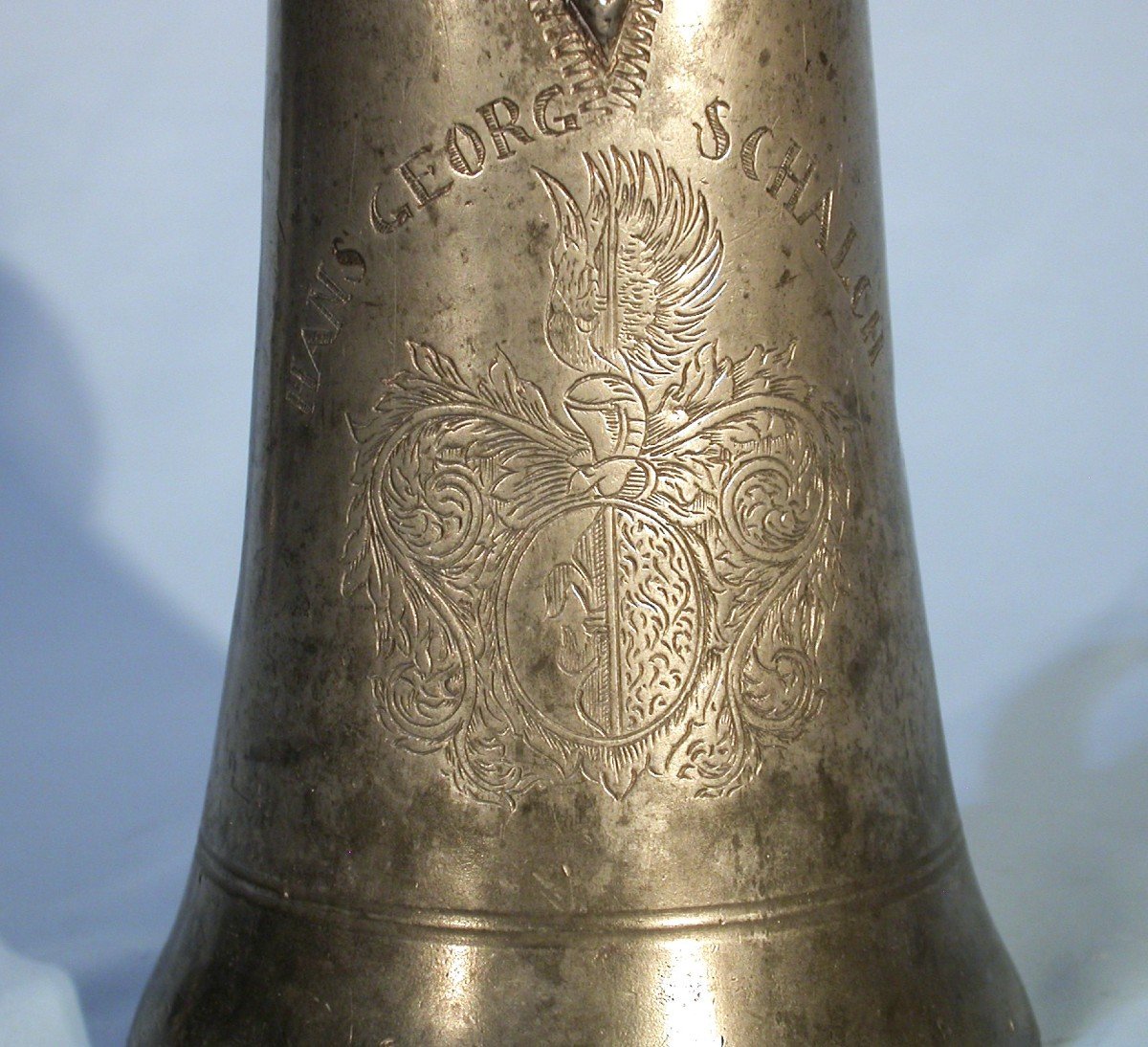 Pewter Armored Pitcher  - Schaffhouse, 17th Century