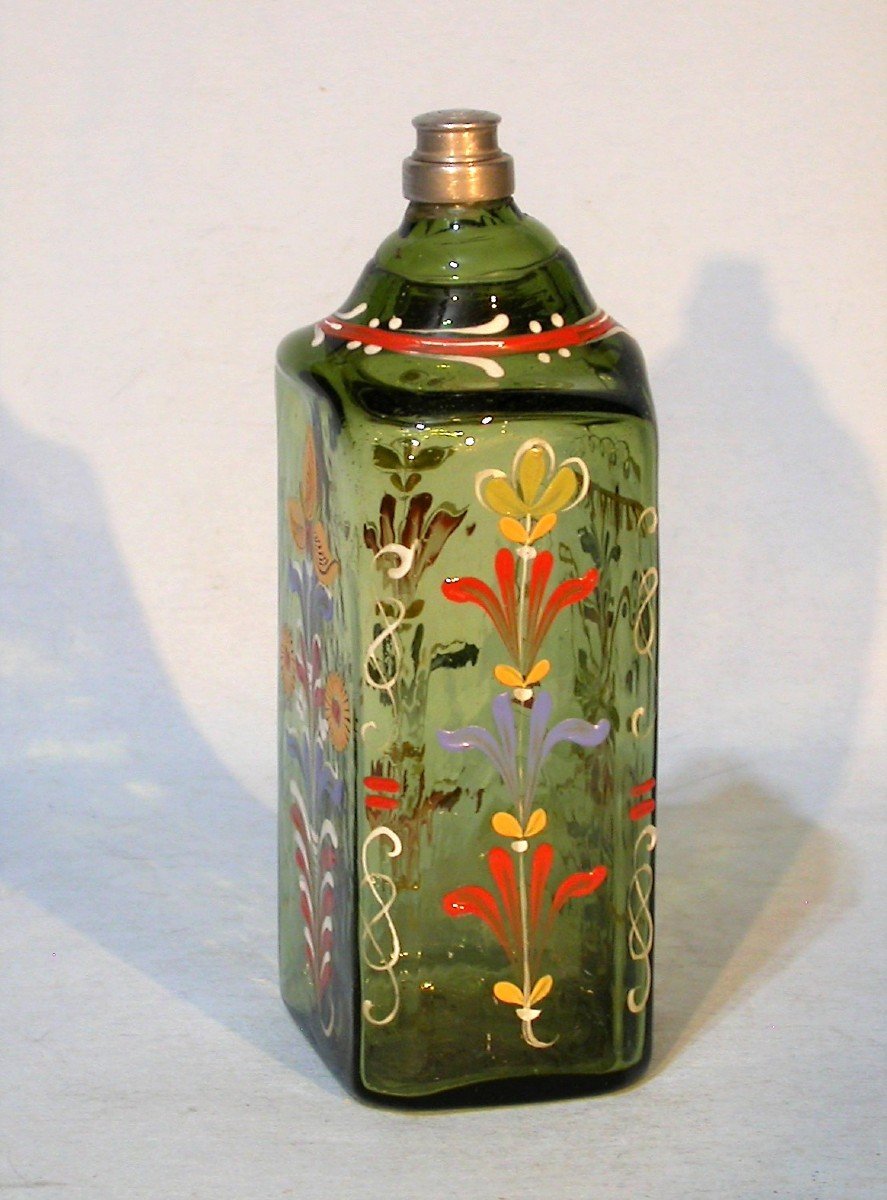 Enameled Glass Bottle - Alsace (?), 18th Century-photo-2