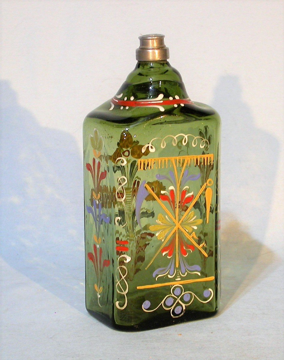 Enameled Glass Bottle - Alsace (?), 18th Century-photo-2