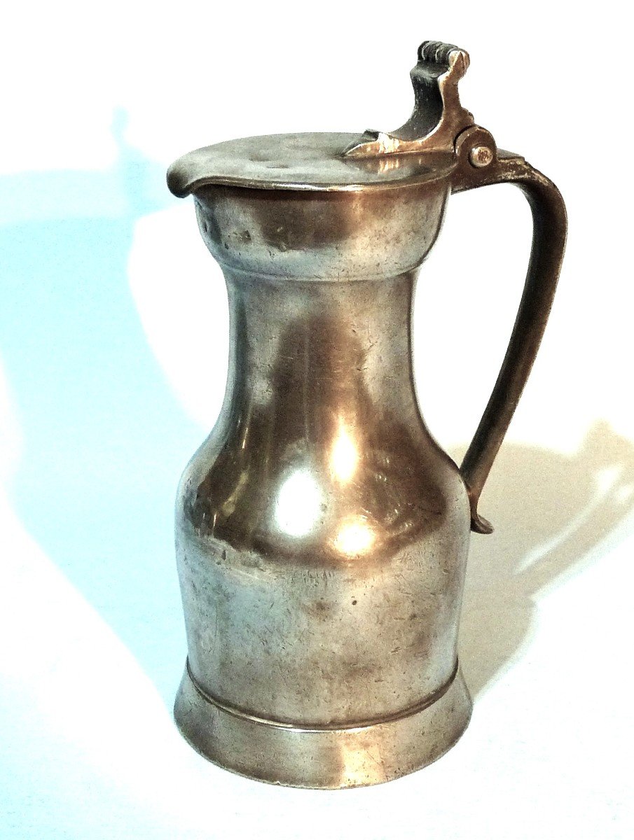 Pewter Wine Pitcher  - Etampes, 18th Century-photo-2