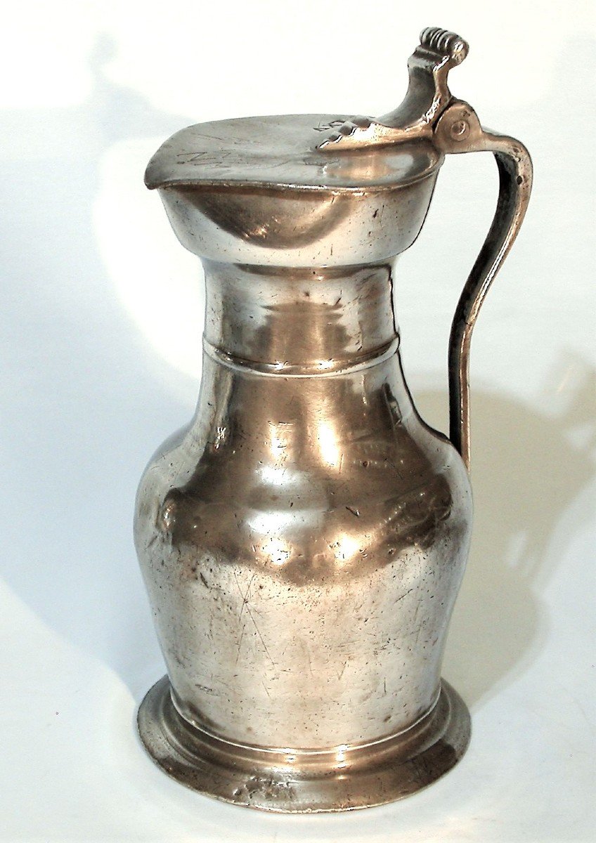 Pewter Wine Pitcher - Valais Switzerland, 18th Century-photo-4