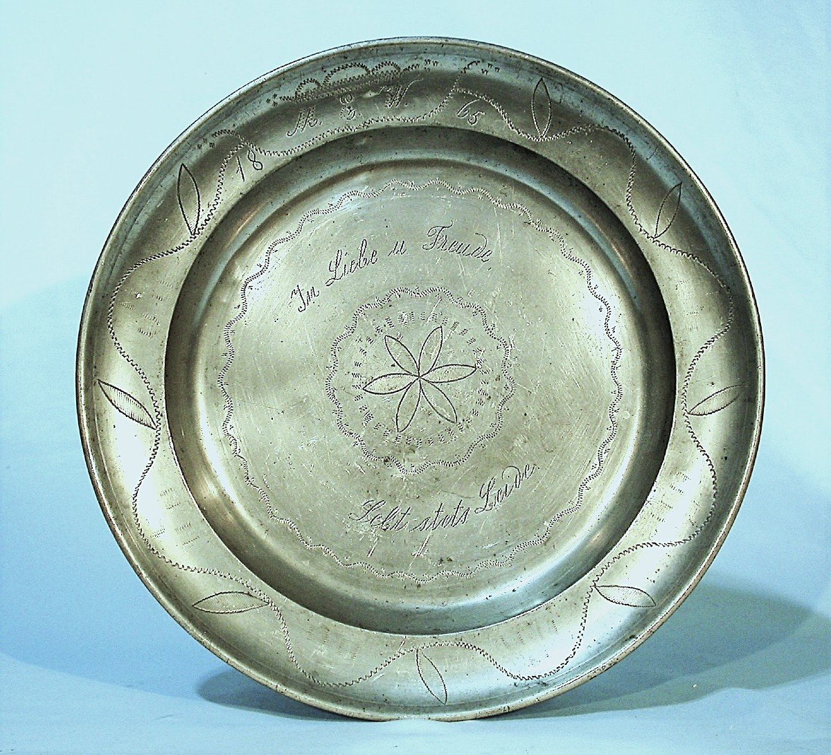 Engraved Pewter Dish - Mayence (mainz), 19th Century-photo-5