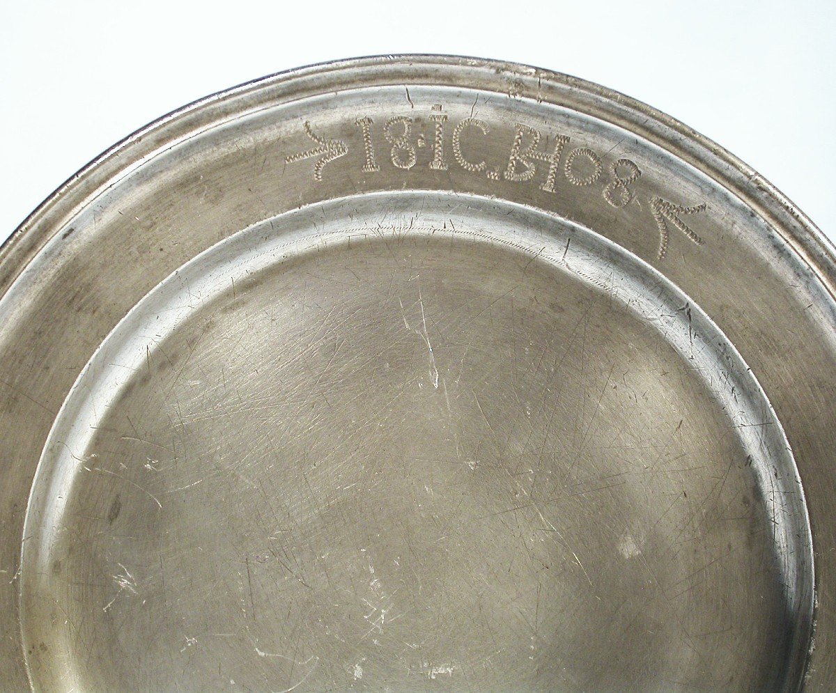 Pewter Plate - Mulhouse, 18th Century-photo-3