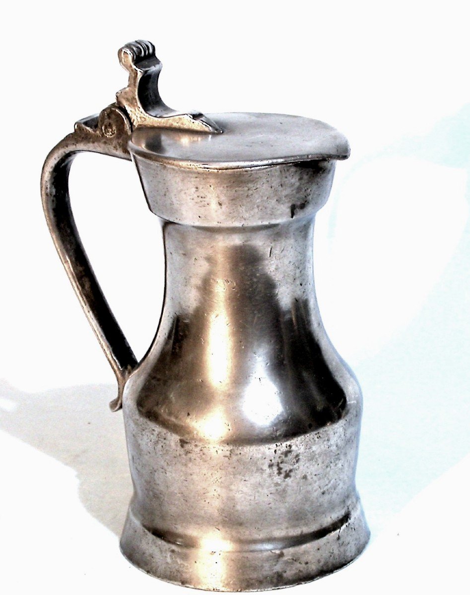 Pewter Wine Pitcher - Melun, 18th Century-photo-3