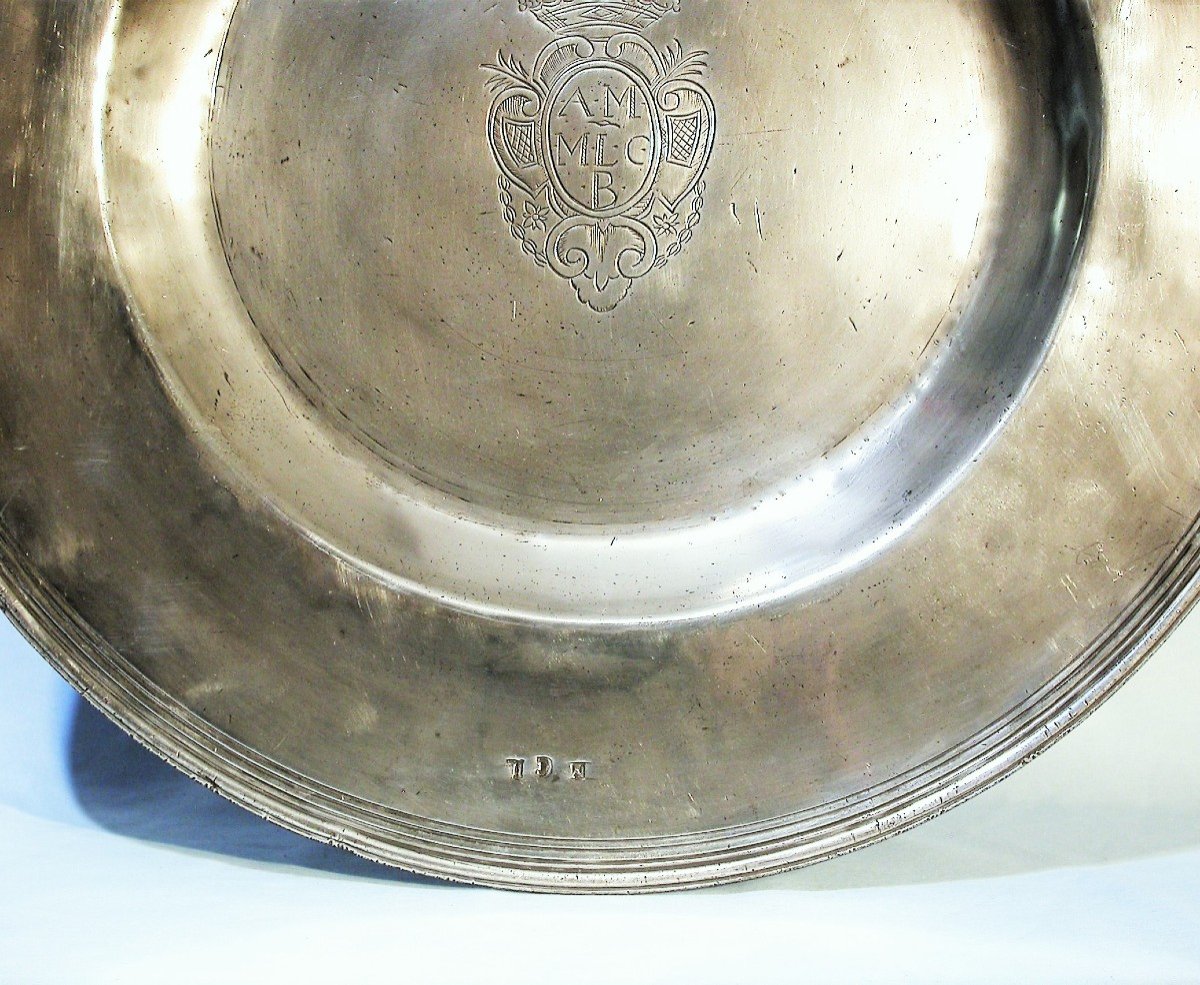 Very Large Pewter Dish "à La Cardinal" - Calais, Circa 1700-photo-4