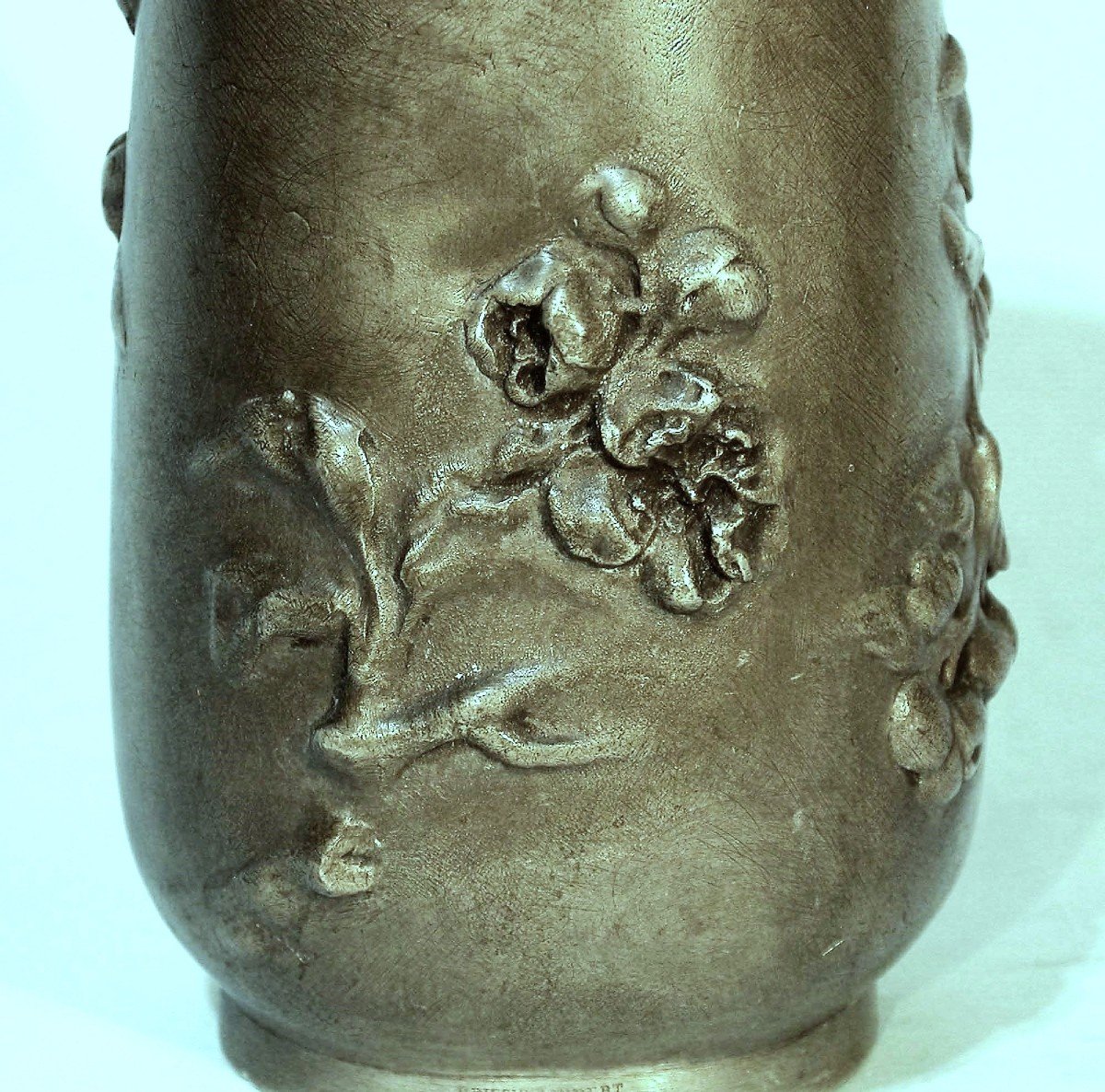 "art Nouveau" Pewter Vase By Alexandre Vibert-photo-1