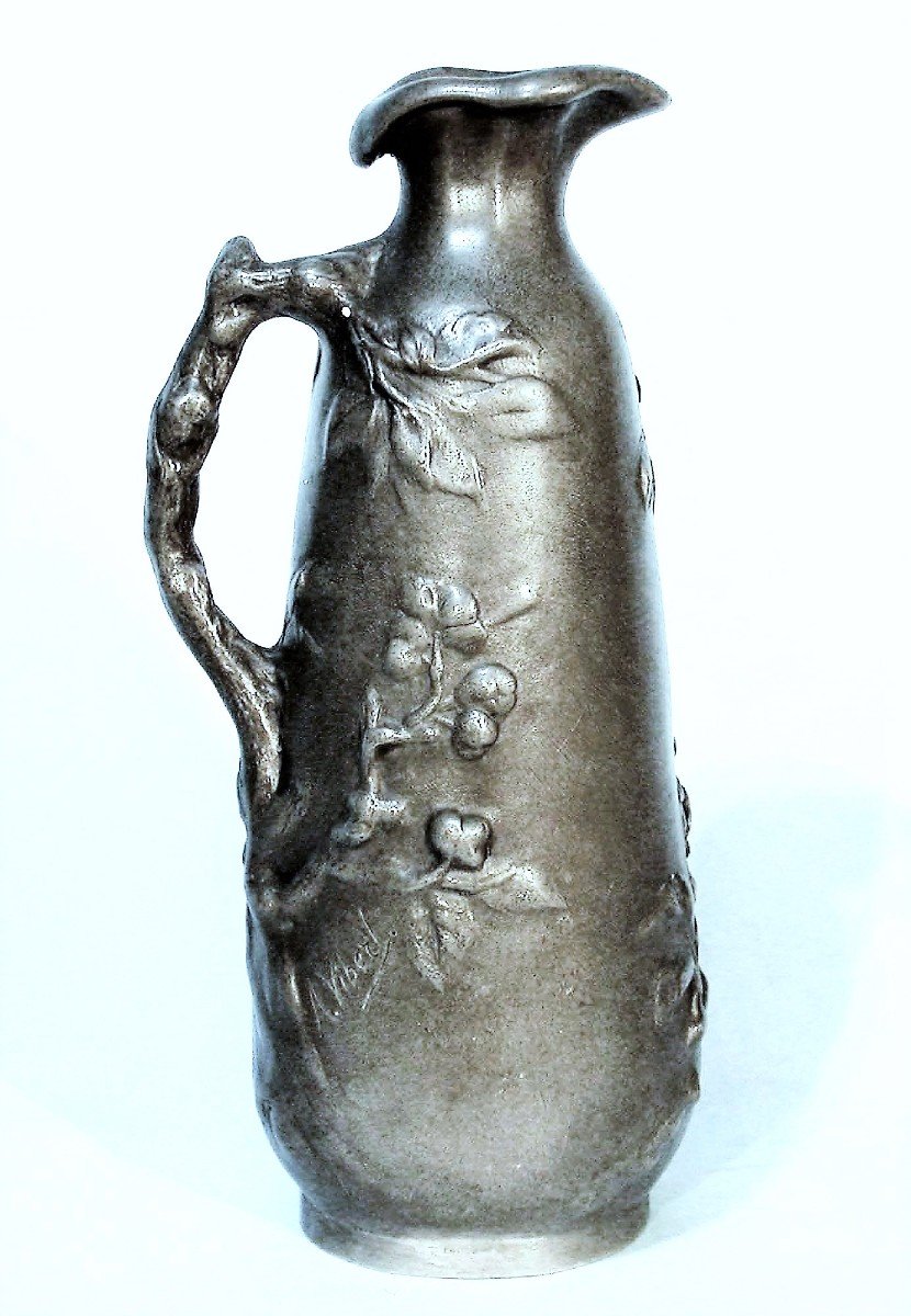 "art Nouveau" Pewter Vase By Alexandre Vibert