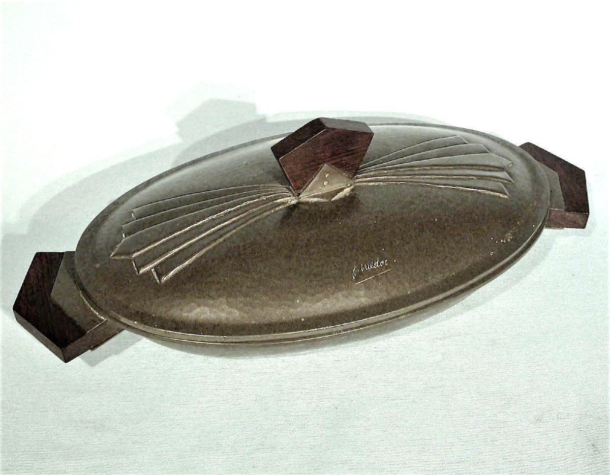 "art Deco" Pewter Vegetable Dish By Francois Medoc