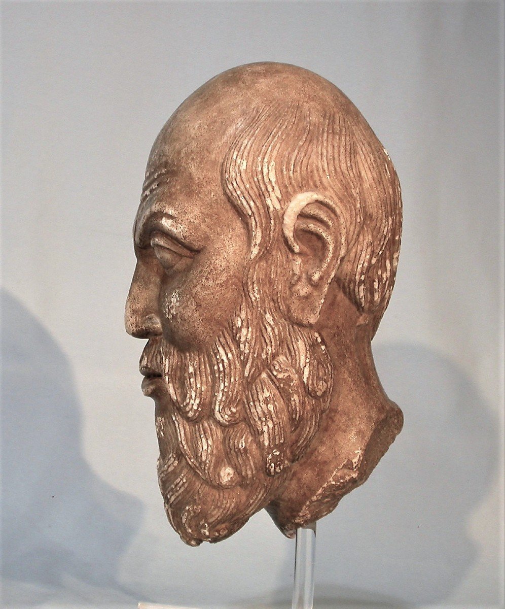 Sculpture - Marble Man's Head - Italy (?), End Of 15 / 16th Century -photo-4