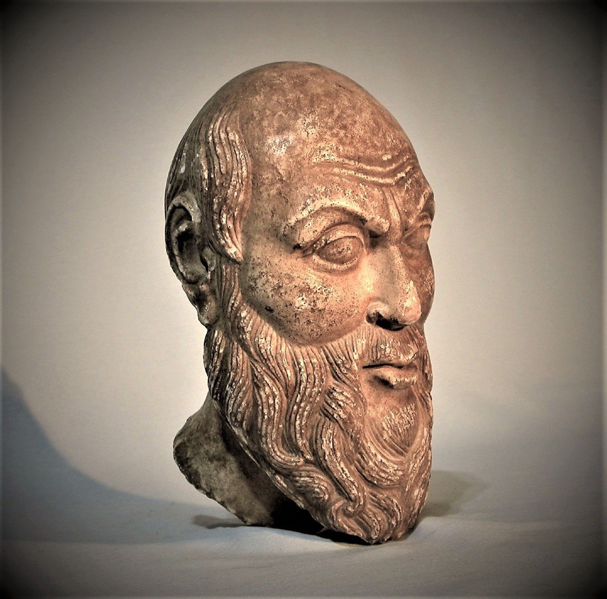 Sculpture - Marble Man's Head - Italy (?), End Of 15 / 16th Century -photo-6