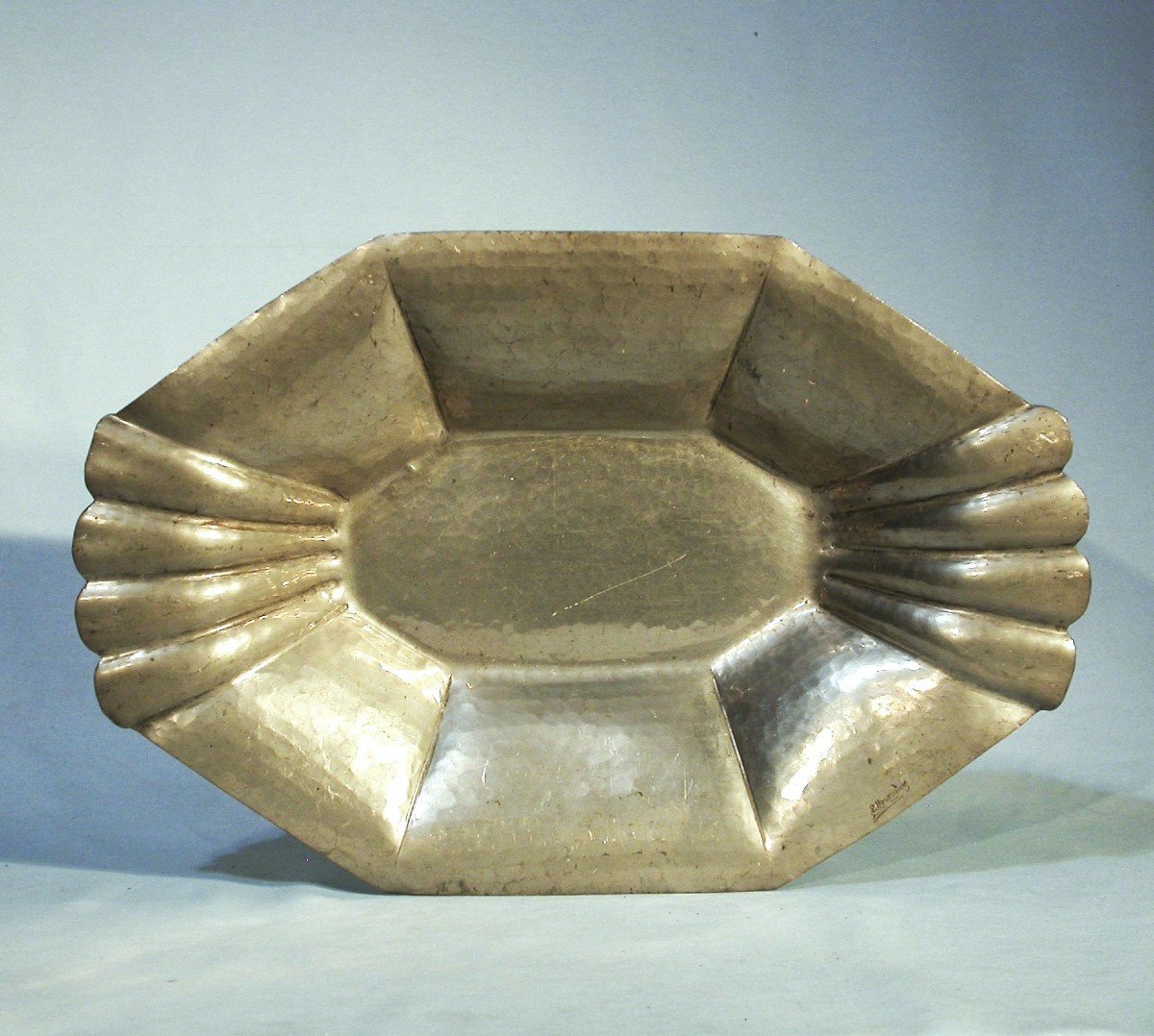 “art Deco” Pewter Basket By L.houzeaux-photo-2