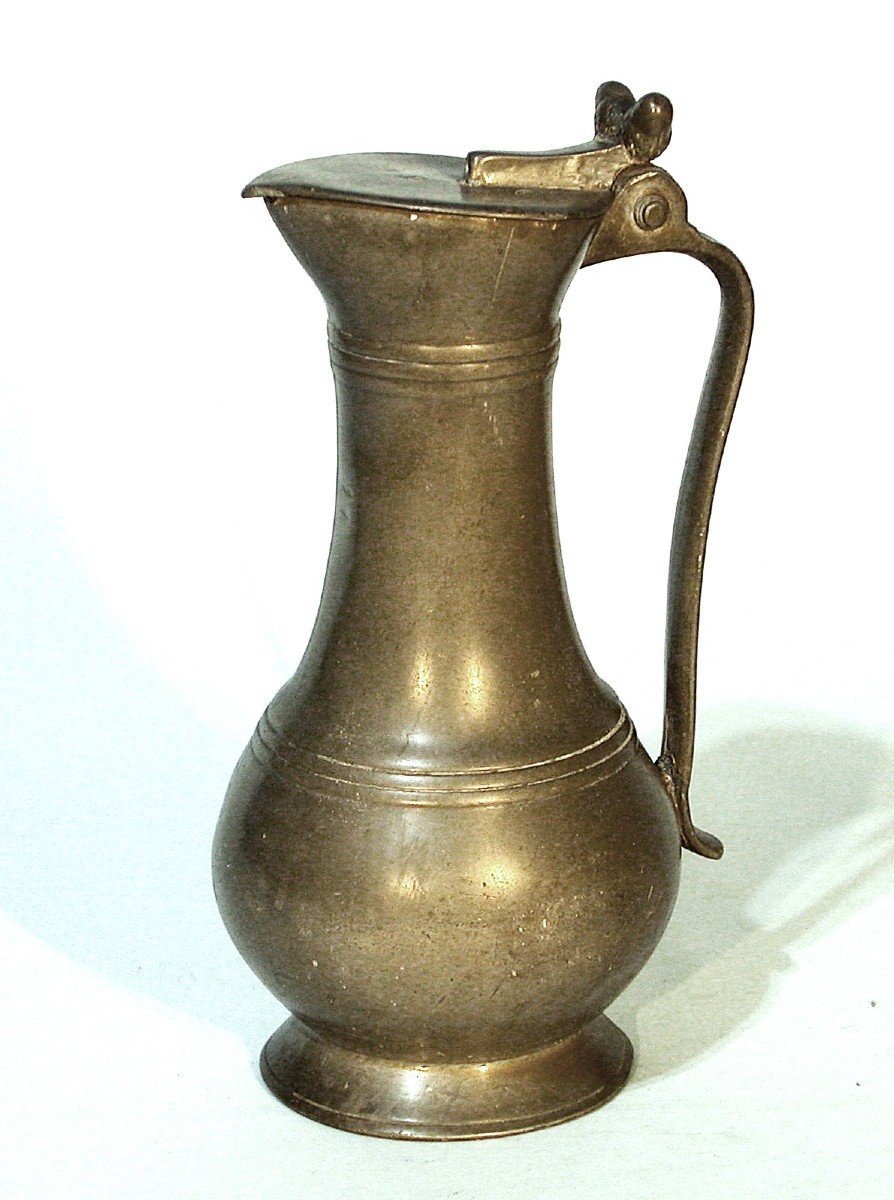 Pewter Wine Pitcher - Rouen, Early 18th Century-photo-3