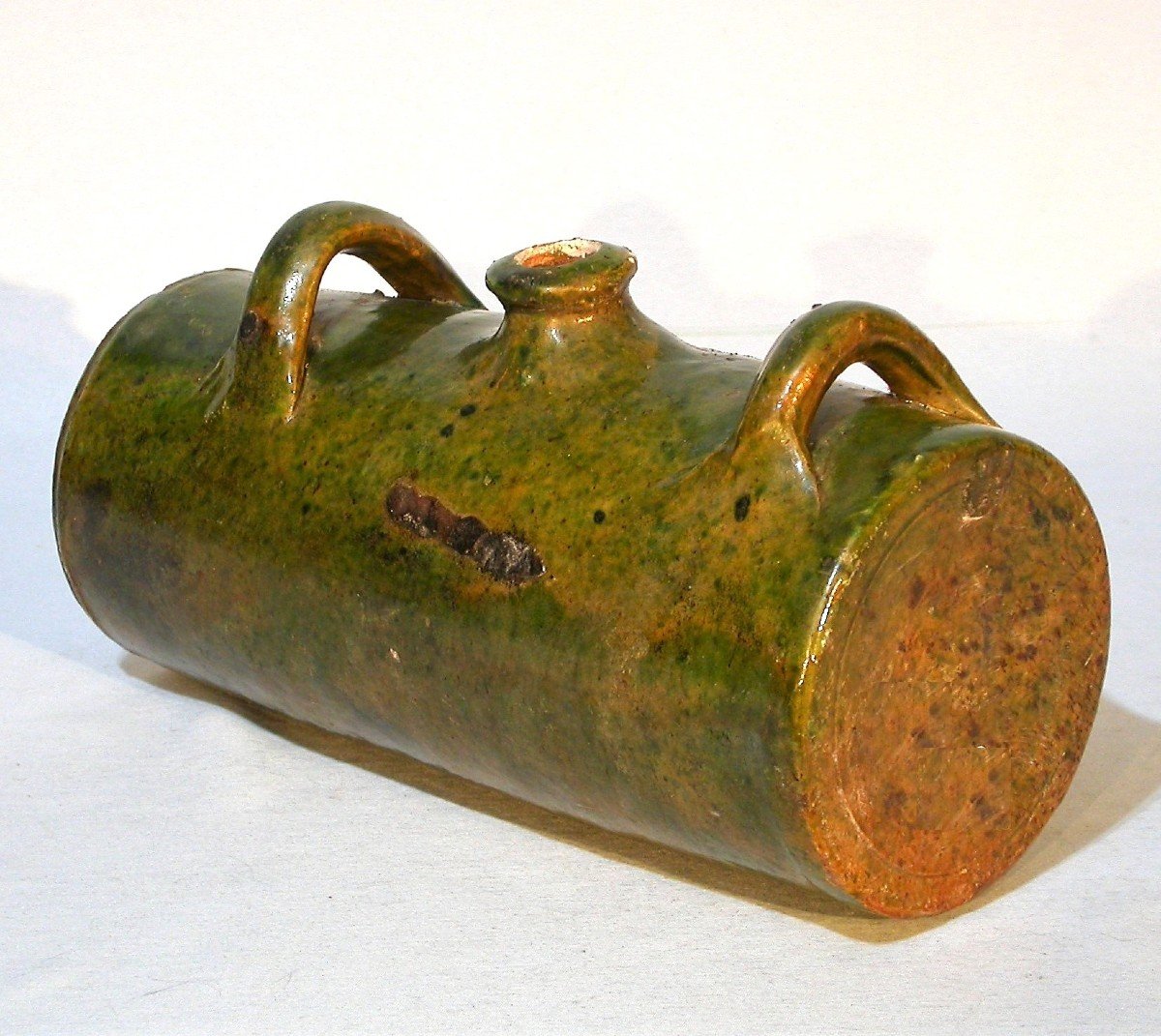 Glazed Earth Hot Water Bottle - Brissard, 19th Century-photo-3