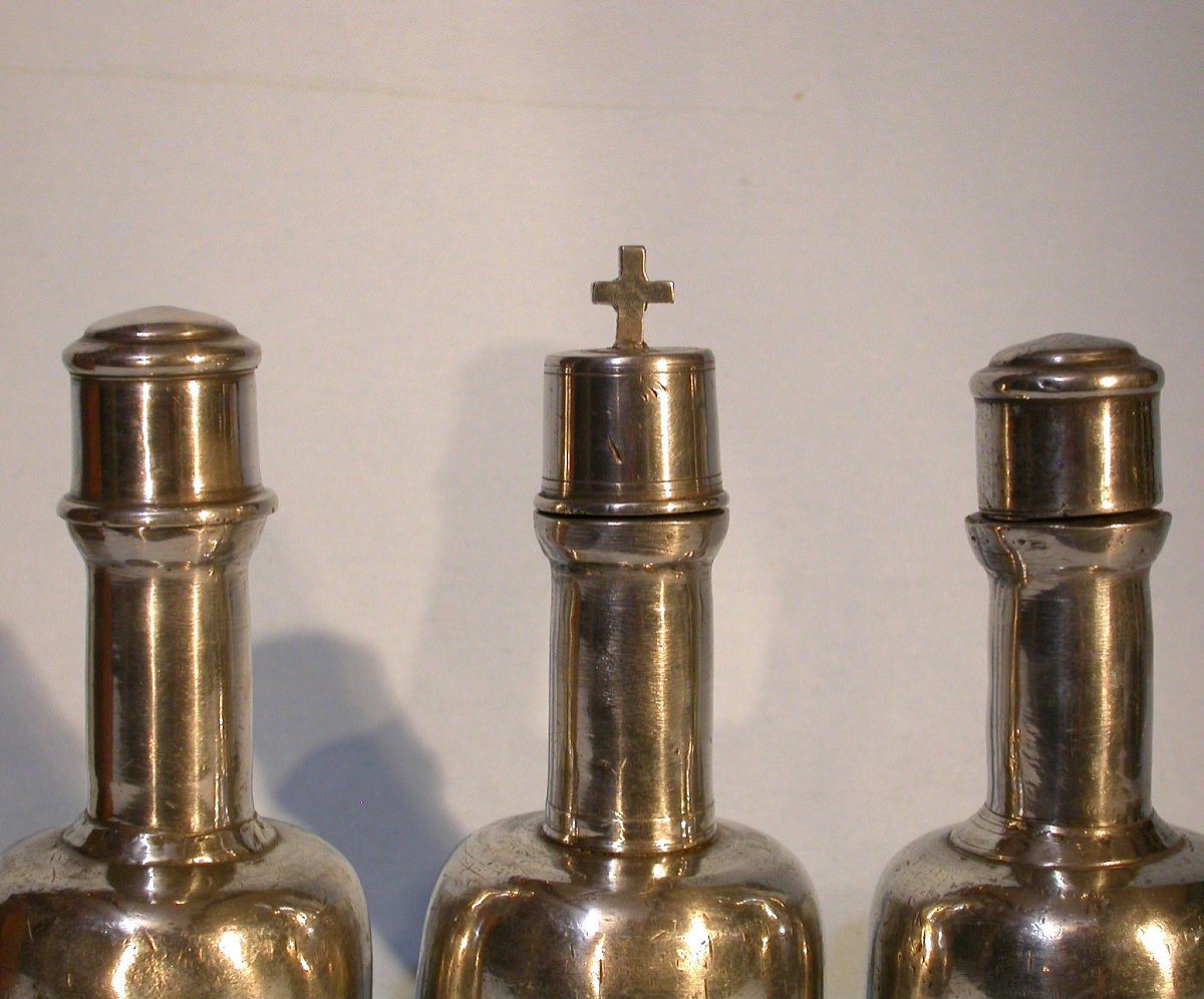 Pewter Ampoules With Holy Oils - France, Late 18th Century-photo-2