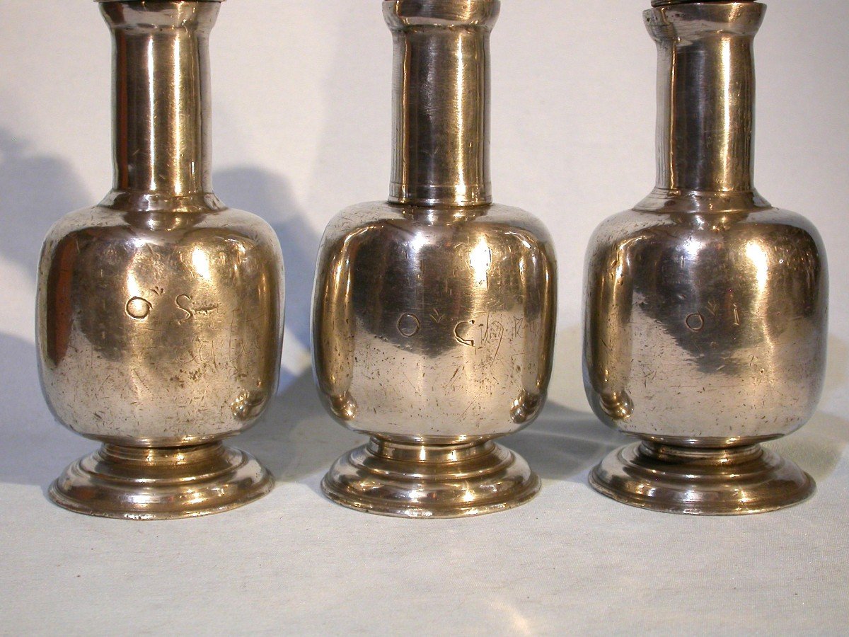 Pewter Ampoules With Holy Oils - France, Late 18th Century-photo-3