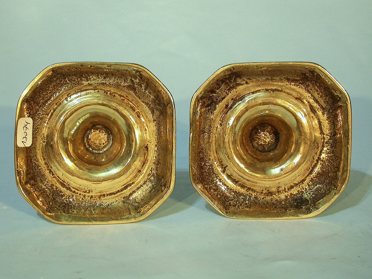 Pair Of Brass Candlesticks - France, Circa 1700-photo-3