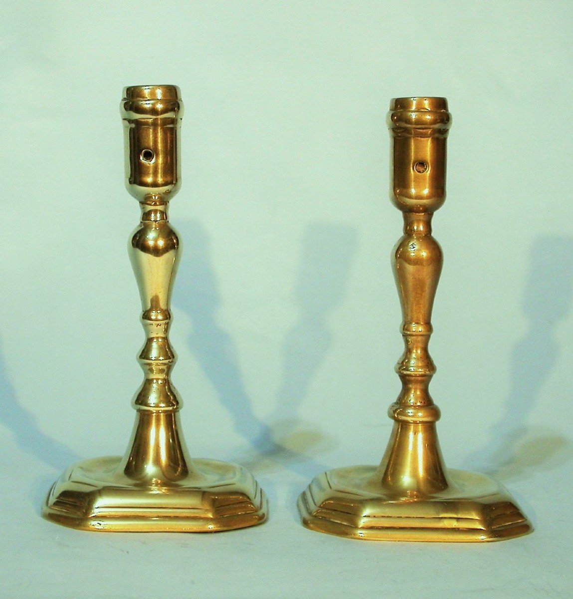 Pair Of Brass Candlesticks - France, Circa 1700-photo-4