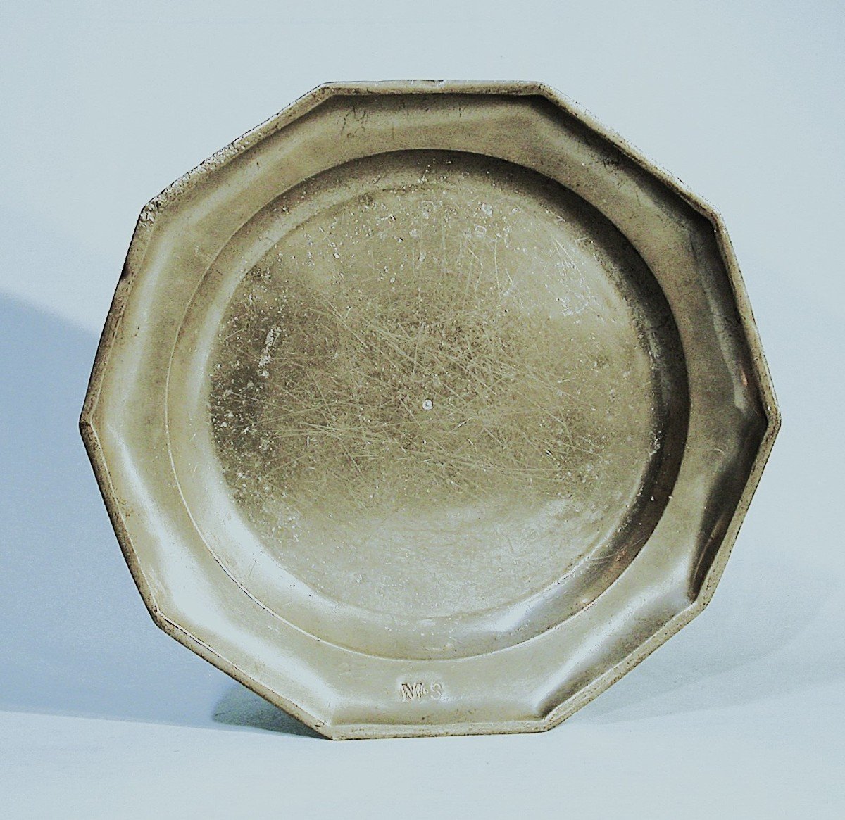 Rare Octagonal Pewter Dish - France, 18th Century