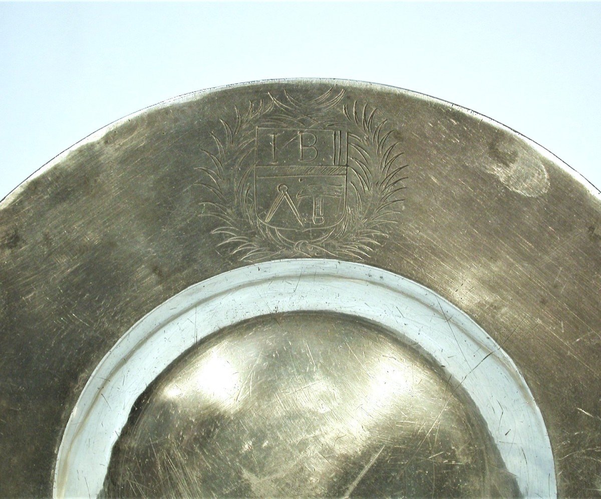 Large "à La Cardinal" Pewter Dish - South Of France, End Of The 17th Century-photo-3