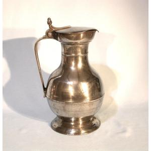 Large Pewter Wine Pitcher  - Valais, 19th Century