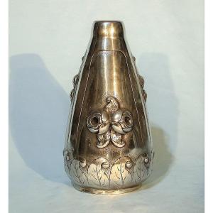 “art Deco” Pewter Vase By Francois Cortesi