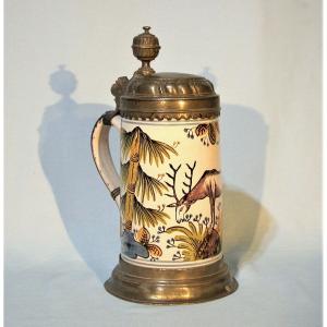 Earthenware And Pewter Tank - Thuringia, Circa 1800