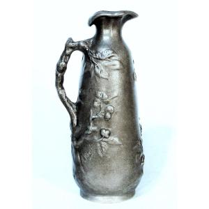 "art Nouveau" Pewter Vase By Alexandre Vibert