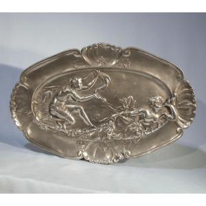 "art Nouveau" Pewter Wall Plate By Petizon