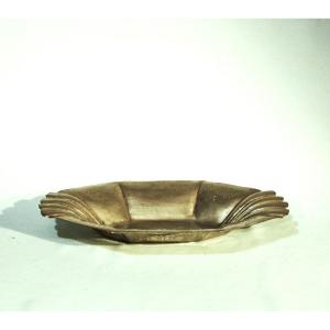 “art Deco” Pewter Basket By L.houzeaux