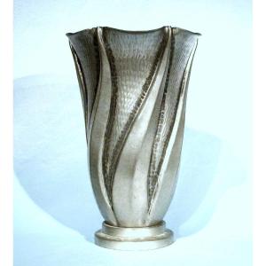 GRAND VASE "ART DECO" EN ETAIN DE GEORGES IRMAN