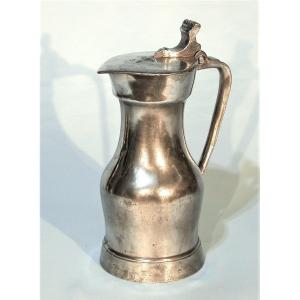 Pewter Wine Pitcher - Mantes, First Half Of The 18th Century