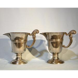 Rare Pair Of Pewter Ewers - Besançon, 18th Century