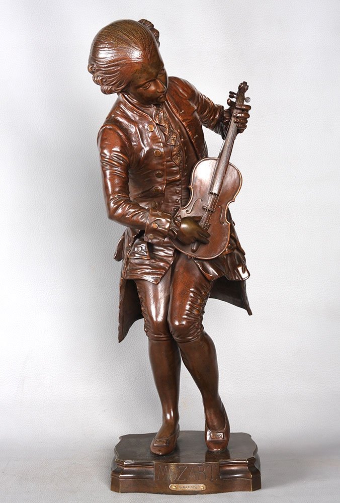 Bronze XIX, 63 Cm, Paul Dubois 1827/1905, Mozart-photo-2