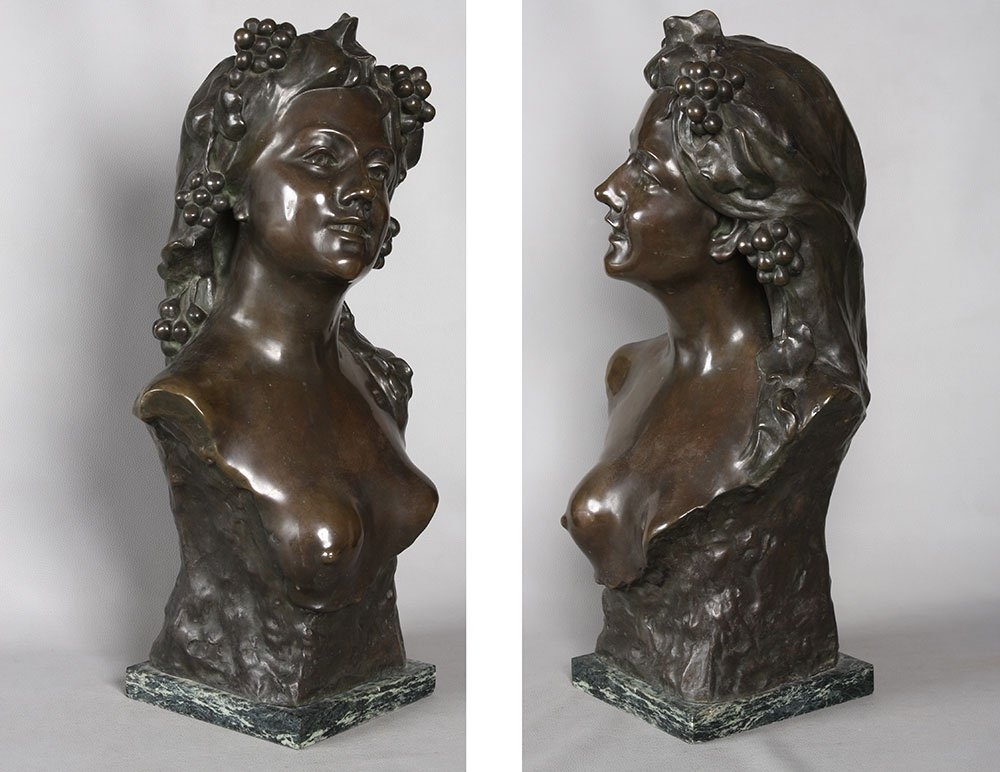 Large Bronze Around 1910, 70 Cm, Bacchante, By Arthur Puyt 1873/1955-photo-3