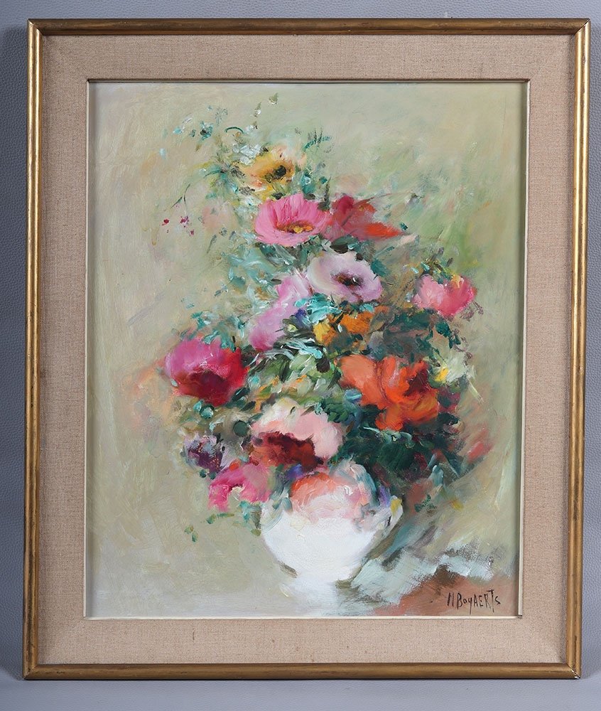 Bouquet vers 1960/70, signé M. Bogaerts, école Française
