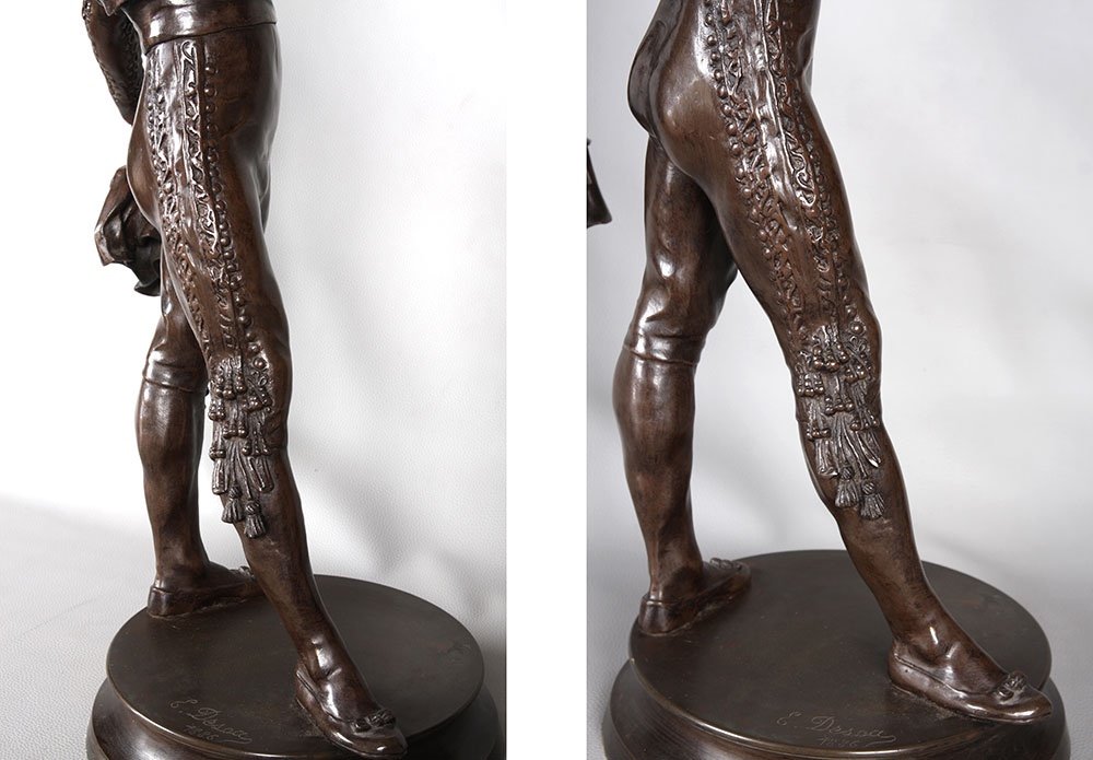 Bronze Taureaumachie, 67 cm, vers 1910, de Edmond Desca 1855/1918, Matador, Toréador-photo-4