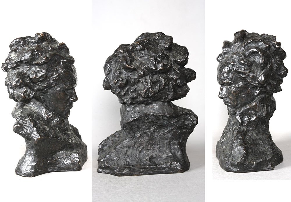 Large Bronze Early 20th Century, Beethoven After Ugo Cipriani 1887/1960-photo-4