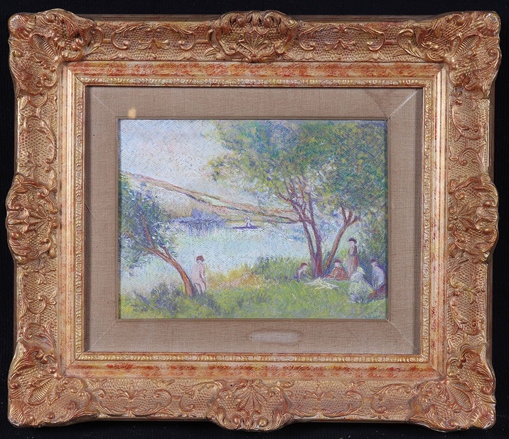 Scène romantique, pastel, Ecole Française fin XIX ème début XX ème