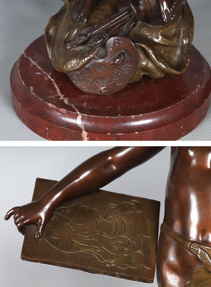 Bronze XIX ème, 56 cm, Moreau Louis Auguste 1834/1917, Le critique d’art-photo-4