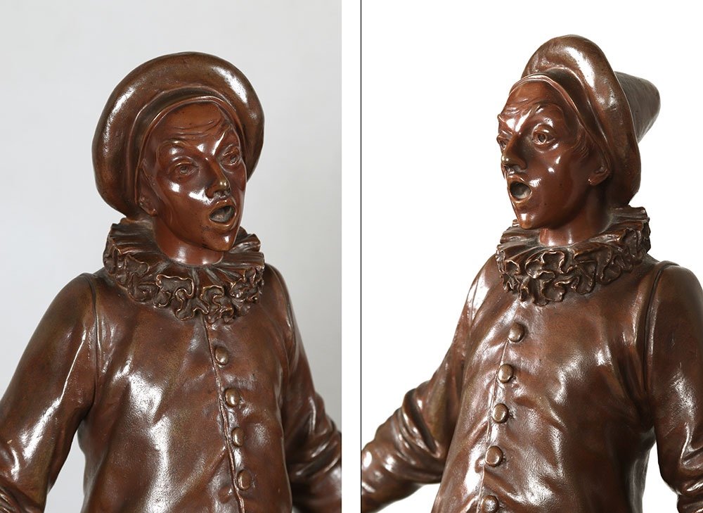 Adrien Gaudez 1845/1902, Bronze 55 Cm, Pierrot -photo-2