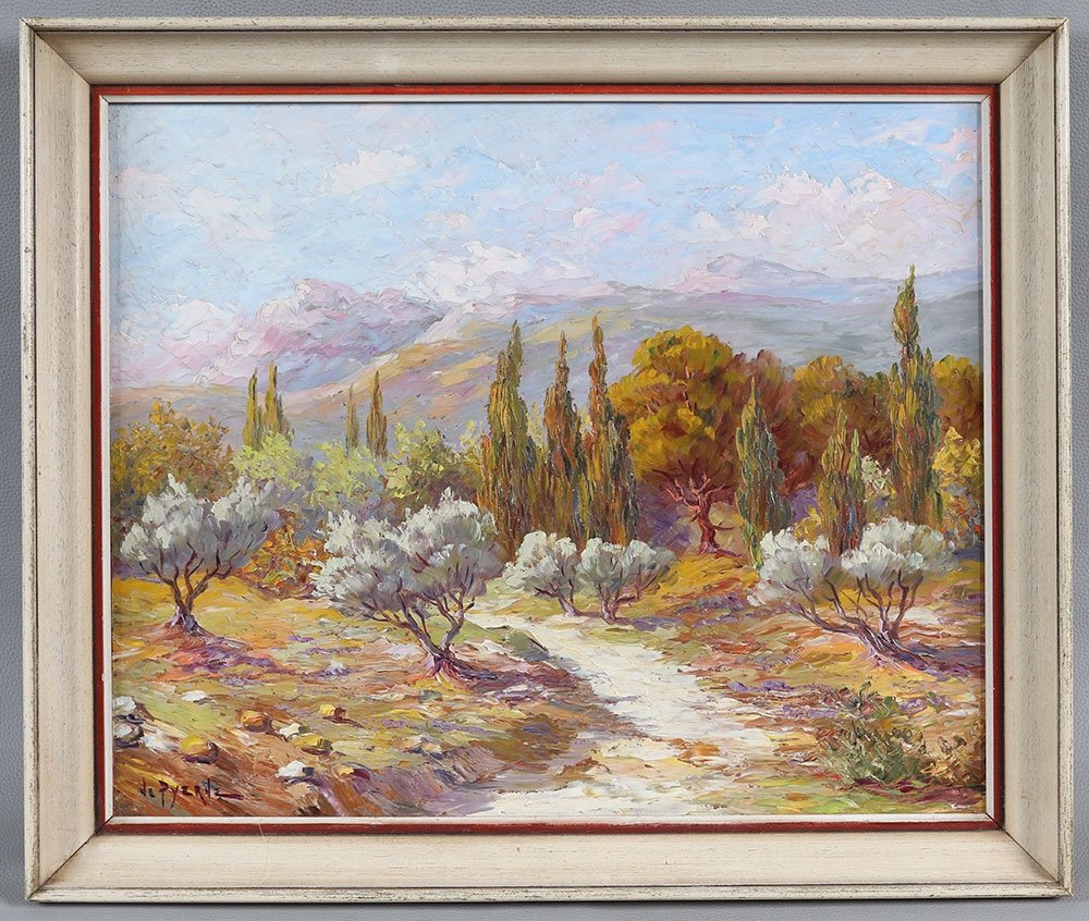 Paysage de Povence, Sud de la France, signé : j. Pyrns, Ecole Française