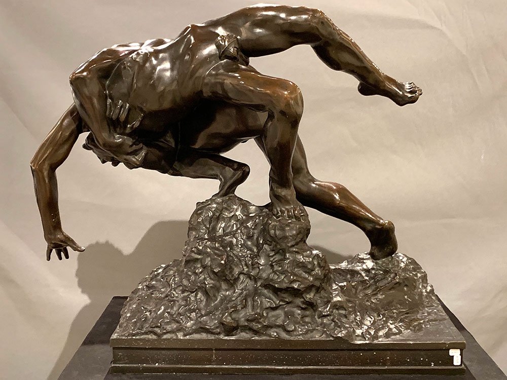 Grand Bronze XIX ème, 80 cm, Jef Lambeaux, Musée G. Courbet, les lutteurs -photo-3