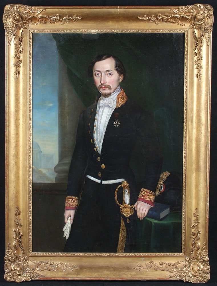 Grand Portrait, 150 cm, de Louise Phalipon, daté 1849, Ingénieur en chef des Ponts et Chaussées-photo-2