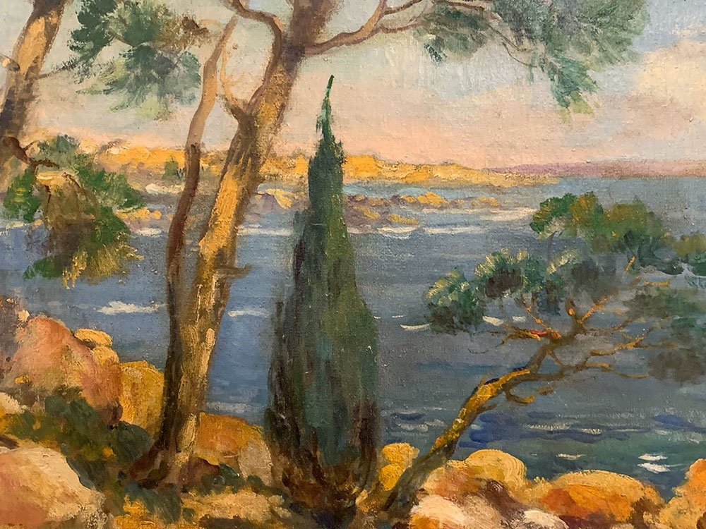 Côte d'Azur, 100 cm, signé : Charles Blondin , vers 1950, Provence, marine-photo-2