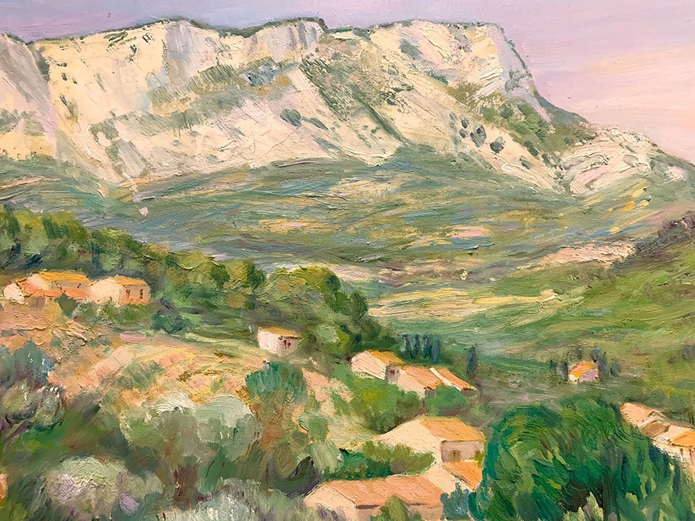 Le Mont Coudon à Toulon, de Michel Beaude, daté de 1991, paysage Provençale-photo-2