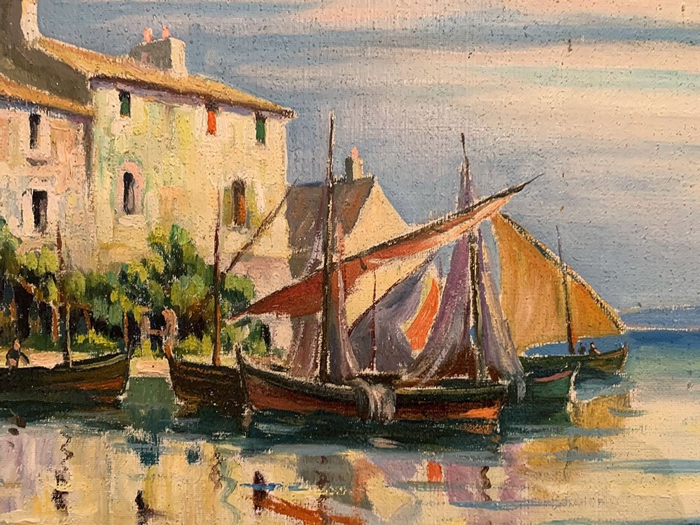 Marine, Martigues, By Emile Tatin 1901/2000, Landscape Of Provence-photo-2