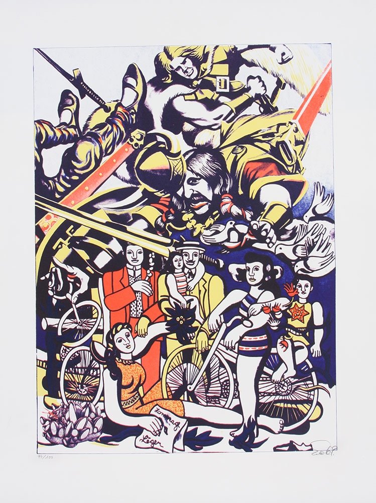 Erro Lithograph, Signed In Pencil By The Artist And No. 97 / 100, Homage To Fernand Léger. 